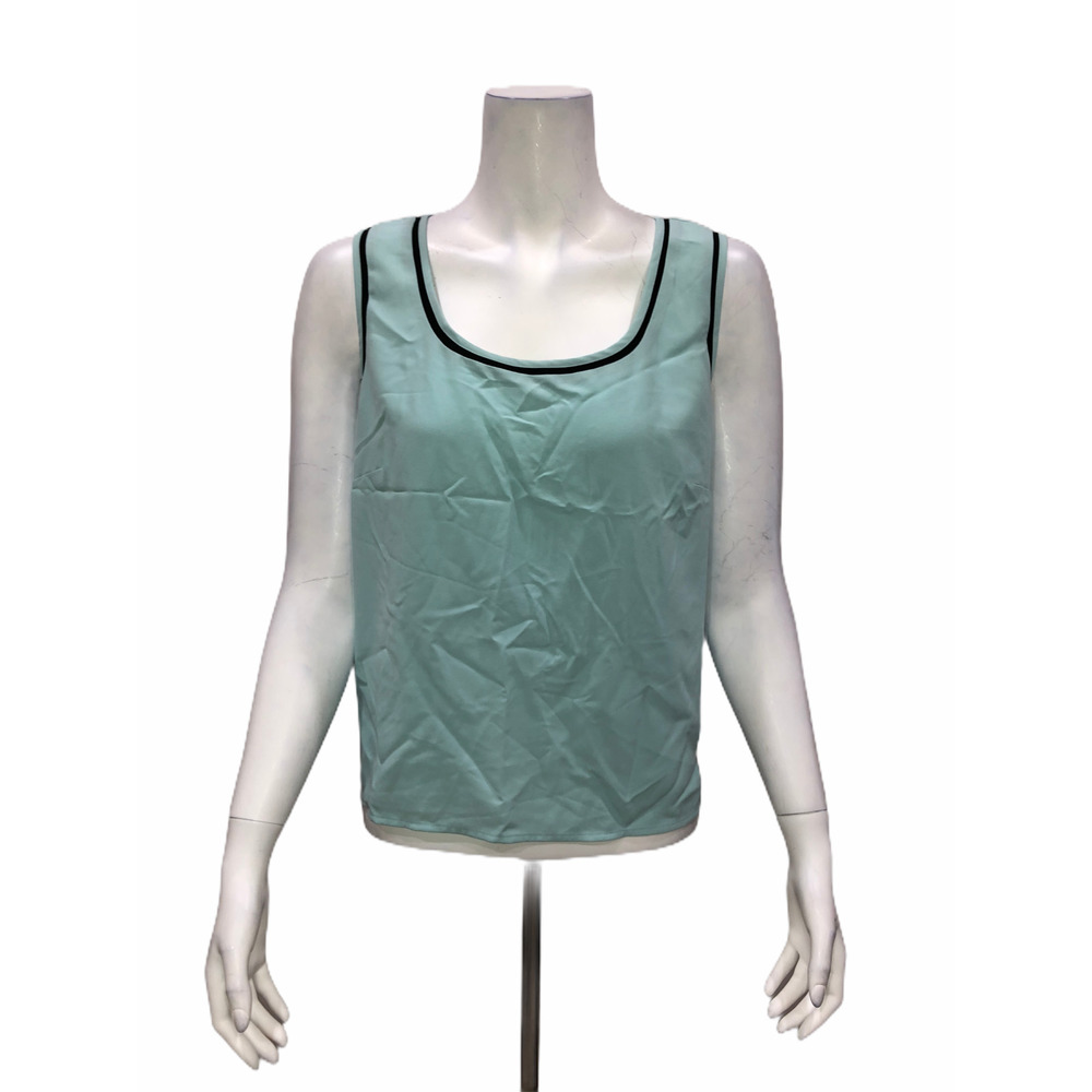 Styled by Joe Zee Women's Sleeveless Tank with Contrast Trim Aqua Size 12